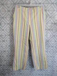 Susan Bristol Capris Size 4 Multi Color Striped Hooks Zipper Flat Front Pockets - Picture 1 of 3