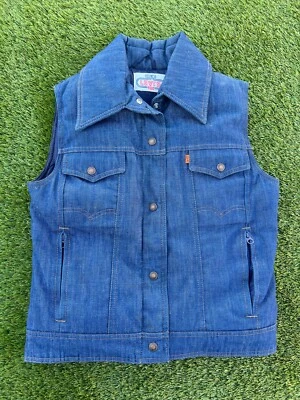 Chaleco Hinchado Vintage Años 70 80 Levi's Esquí Naranja Pestaña Plumón de Ganso Talla 13/14 Foto 1 de 4