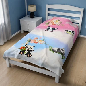 Panda Velveteen Plush Blanket - Picture 1 of 10