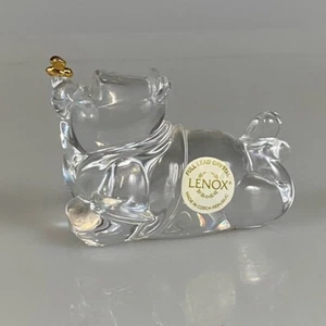 Disney Lenox Crystal Pooh Figurine Frosted Accents 24k Gold Honeybee RARE - Picture 1 of 5
