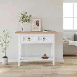vidaXL Console Table Mexican Pine Corona Range White 90x34.5x73 cm - Picture 1 of 8