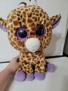 TY Beanie Boos Safari Giraffe with Purple Glitter Eyes Big Jumbo 17" No Hang Tag - Picture 1 of 6