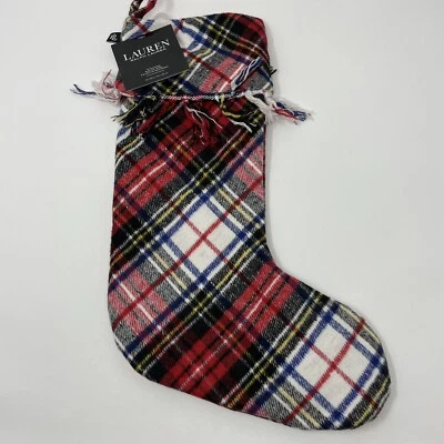 Lauren Ralph Lauren Plaid with Tessles Christmas Stocking - Image 1 of 4