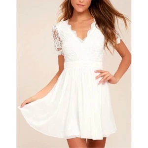 Large NWT Lulus Angel in Disguise White Lace Mini Dress - Bild 1 von 9