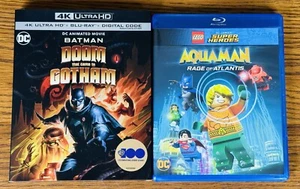BATMAN THE DOOM THAT CAME TO GOTHAM 4K ULTRA HD DVD BLU RAY & AQUAMAN ATLANTIS - Picture 1 of 5