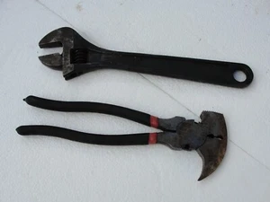 11" Fence Pliers Plus 12" Crescent style wrench VG 2pc combo deelski - Picture 1 of 8