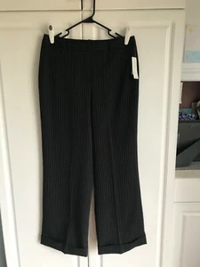 Nuevos pantalones de vestir para mujer Larry Levine talla 10 negros/blancos dobladillo elástico con puños - Imagen 1 de 8