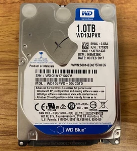 WESTERN DIGITAL WD BLUE 1TB/1000GB 2.5" SATA HARD DRIVE WD10JPVX-00JC3T0 *AS IS* - Picture 1 of 7