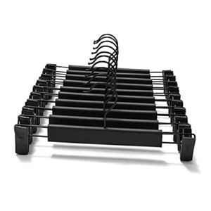Clothes Pants Hangers, Space-Saving Skirt Holders with 360 ° 10 Pack Black - Picture 1 of 8
