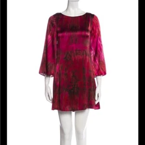 Alice + Olivia Silk Print Pink Mini Dress XS - Picture 1 of 10