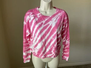 Sundown By Splendid Damen rosa Batik Cropped & Scrunchie Sweatshirt Gr. S - Bild 1 von 9