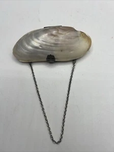 Antique Victorian Mother Of Pearl Clam Shell Small Coin Purse - Picture 1 of 16
