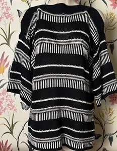 Vicolo Sweater Black White Cold Shoulder Woven Knit Pullover Italy S/M Read - Picture 1 of 7