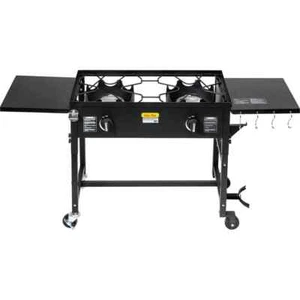 58,000 BTU Outdoor Double Burner Stove, Camping Cooking Station with Side Tables - Picture 1 of 7