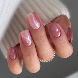 Pink Glitter False Nail Short Square Press on Nails for Nail Art 24pcs - Bild 1 von 3