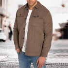 Mens Cargo Jacket Coat Loose Casual Long Sleeve Tops Retro Button Work Jackets