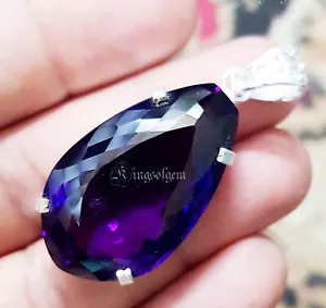 Wunderschöner 80 Karat lila Amethyst ausgefallener 925 massiv Silber Anhänger Edelstein !!! - Bild 1 von 5