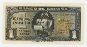 Spain España 1 Peseta 4-9-1940 Pick 122.a UNC Uncirculated Banknote Serie F - Bild 1 von 2