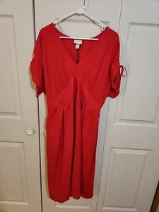 NWT Ava & Viv Women's Red Dress Size X Lightweight Cotton Smocked Waist - Picture 1 of 11