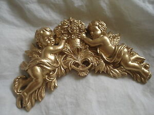 Cherubs & Flowers Hanging Decorative Wall Plaque  Suitable Inside Outside 