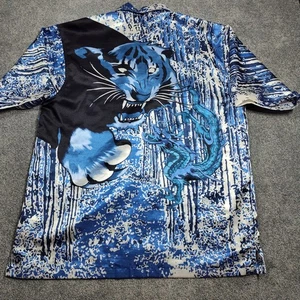 XL Dragon Tiger Barcode Graphic Shirt Button Up Menswear Casual - Imagen 1 de 11