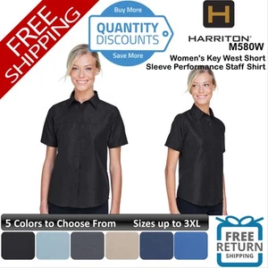 🔥 Harriton Women Key West Short Sleeve Performance Staff Shirt Up To 3XL M580W - Picture 1 of 29