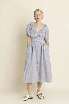 Aureum платье размер большой полоски макси поплин со сборками талии опрятный кокетка кокетливый - Изображение 1 из 4