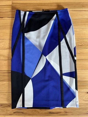 Falda Larga Lápiz Recta Worthington 8 Mediana Azul Real Gris ELASTIZADA Cremallera Trasera Foto 1 de 4