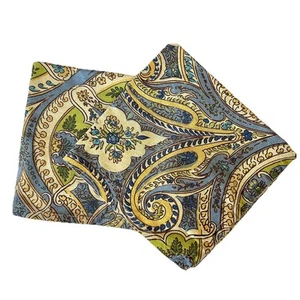 Vintage April Cornell Cotton Napkins Blue And Yellow Paisley Set Of Two - Picture 1 of 5