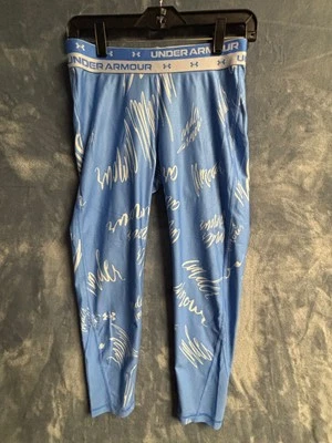 Under Armour YLG Youth Large Blue White Scribble Capri Leggings - Image 1 of 4