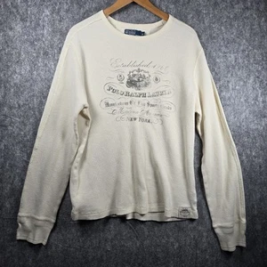 Vintage Polo Ralph Lauren Navy Stencil Crewneck Waffle Knit Sweatshirt Men’s XL - Picture 1 of 14