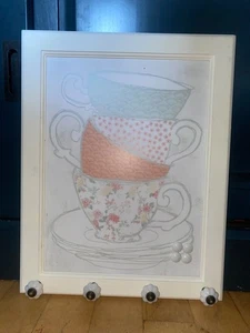 LAURA ASHLEY Magnetic Memo Board Message Teacups Shabby Chic #cottagecore Cup - Picture 1 of 4
