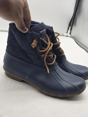 Botas Sperry Pato de Agua Salada para Mujer Talla 9.5 Azul Marino Acolchadas Nylon Cremallera Lateral STS85132 Foto 1 de 4
