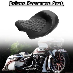 Seat Pillion Cushion Smooth Black Motorbike Fits For Harley Touring 2009-2023 - Picture 1 of 12