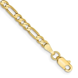 Flaches Figarokettenarmband 10 K Gelbgold 3 mm 6 Zoll - Bild 1 von 2