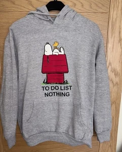 Peanuts Grey Sweatshirt Hoodie Snoopy Woodstock To Do List Nothing Men’s Large - Picture 1 of 4