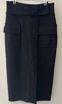 Diane Von Furstenberg Wool Blend High Rise Skirt Size 4 Bow Waist Side Zip - Image 1 of 4
