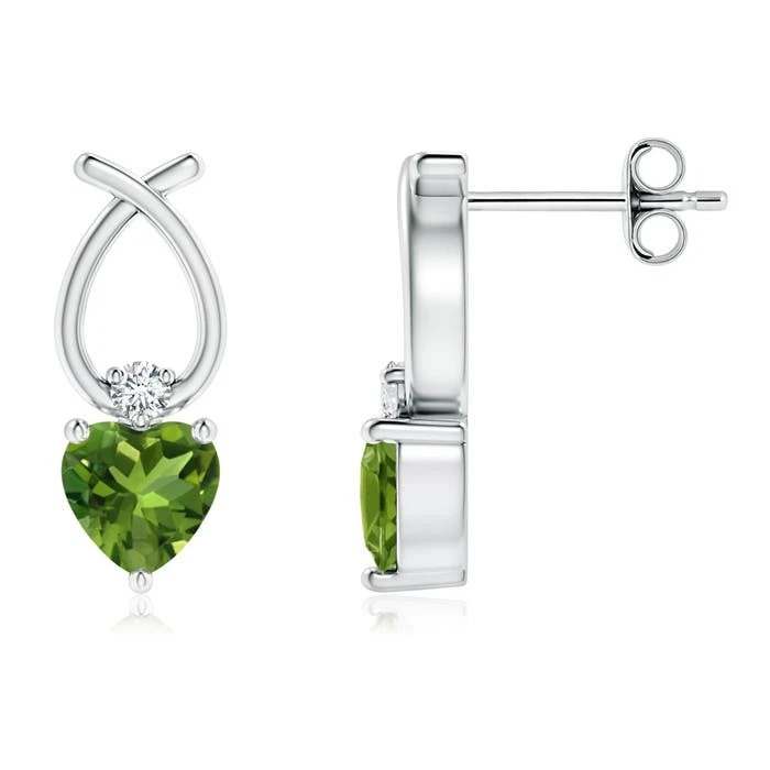 Pendientes de cinta de peridoto natural ANGARA con diamante en plata para mujer (5 mm) Foto 1 de 1