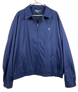 Vintage Polo by Ralph Lauren Harrington Bomber Jacket Size XL Blue checker lined - Picture 1 of 13