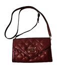 Guess Burgundy Logo Stitched 8? x 5? Clutch Purse with 50? Removable Strap VGUC
