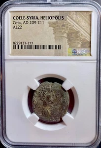 NGC Emperor Geta 209-211 AD Ancient Roman Coin Coele Heliopolis Nice Genuine - Picture 1 of 14
