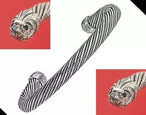 $475 SCOTT KAY 40g Ø7mm 2.5" 64mm Sterling Silver Twisted Rope Cuff Men Women - Picture 1 of 12