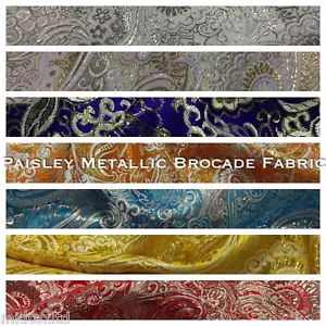 New Paisley Metallic Brocade Fabric 58" wide for Jackets & waistcoats M350 Mtex - Picture 1 of 30