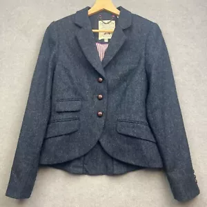 JACK WILLS MOON Tweed Jacket UK 10 Navy Wool Blazer Hacking Country Riding Hunt - Picture 1 of 15