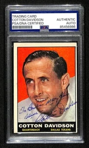 Cotton Davidson Signed/Auto 1961 Topps Card #140 Dallas Texans PSA/DNA 195056 - Picture 1 of 2