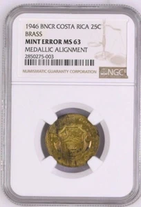 Costa Rica: 25 Centimos 1946 BNCR, NGC MS 63, Medallic Alignment, VERY RARE - Picture 1 of 2