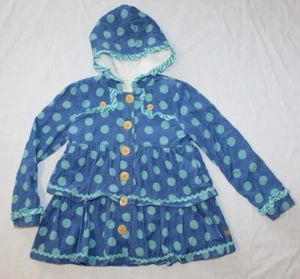 Niñas MATILDA JANE Days of Yore Abrigo Pana Azul Lunares Talla 8 - Imagen 1 de 2