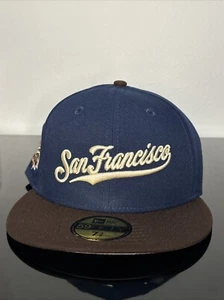 New SAN FRANCISCO GIANTS BATTLE OF THE BAY PATCH SCRIPT hat7 3/8Free Shipping Z - Picture 1 of 3