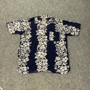Steve & Barry's Classic Hawaiian Shirt Mens Large Blue Floral Beach - Picture 1 of 8
