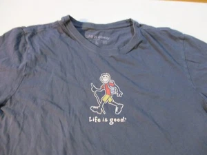 LIFE IS GOOD BRAND JAKE HIKING WITH BACKPACK & WALKING STICK T-SHIRT LARGE - Picture 1 of 9